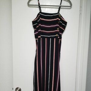 Black striped midi sleeveless dress